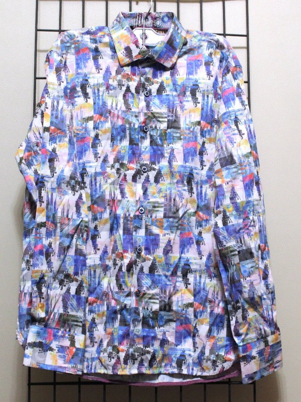 Mens Luchiano Visconti Blue Button Down Shirt Size M Medium